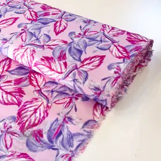Viscose RADIANCE Anabella leaves pink digital print