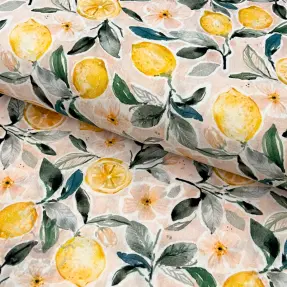 Dubbelgaas/mousseline Fresh lemons digital print