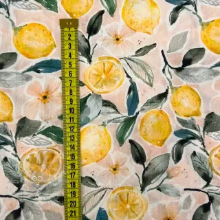 Dubbelgaas/mousseline Fresh lemons digital print