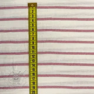 Dubbelgaas/mousseline YARN DYED Thin strip mauve