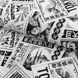 Decoratiestof jacquard Neo noir blanc
