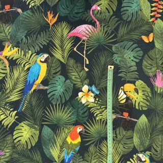 Dekoračná látka premium Tropical jungle bird digital print