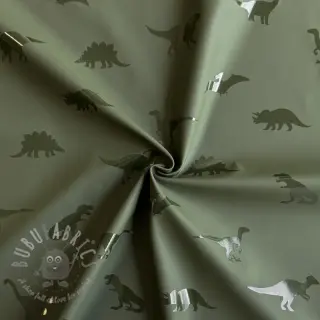 Stof voor regenjas Dinosaurs dark green