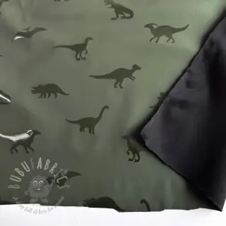 Stof voor regenjas Dinosaurs dark green