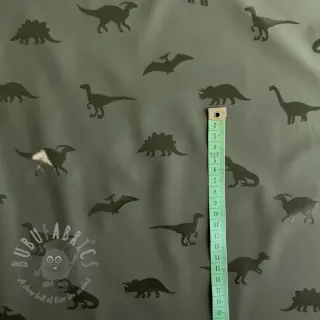 Stof voor regenjas Dinosaurs dark green