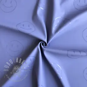 Stof voor regenjas Happy faces purple