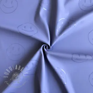 Stof voor regenjas Happy faces purple