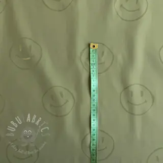 Stof voor regenjas Happy faces army green
