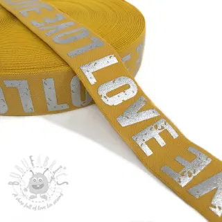 Glad elastiek 3,5 cm LOVE ochre