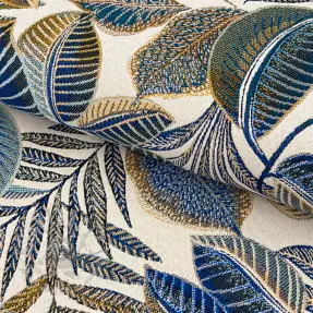 Decoratiestof jacquard Cacao allover bleu