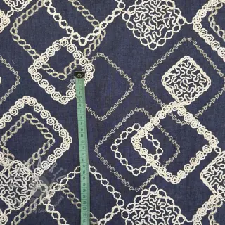 Katoenen stof JEANS EMBROIDERY Square dark blue