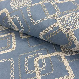 Bavlnená látka JEANS EMBROIDERY Square light blue