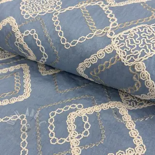 Katoenen stof JEANS EMBROIDERY Square light blue