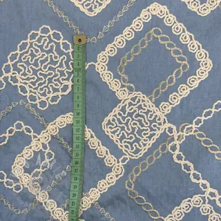 Katoenen stof JEANS EMBROIDERY Square light blue