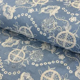 Katoenen stof JEANS Embroidery Buttercup