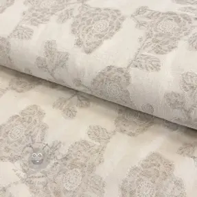 Katoenen stof met linnen JACQUARD Peony flowers