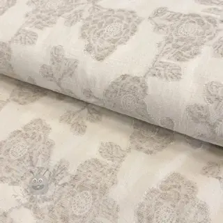 Katoenen stof met linnen JACQUARD Peony flowers