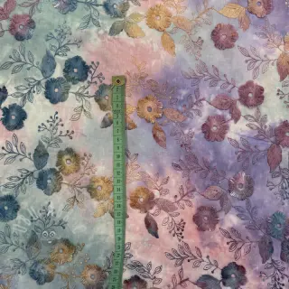 Katoenen stof TIE DYE EMBROIDERY Poppy design C