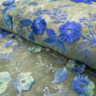 Katoenen stof TIE DYE EMBROIDERY Poppy design B