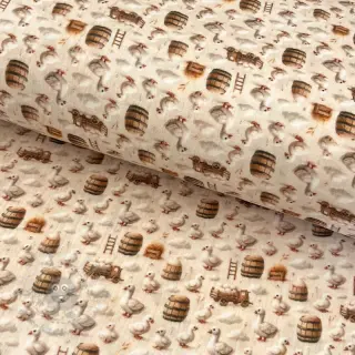 Dubbelgaas/mousseline Little farm animals design C digital print