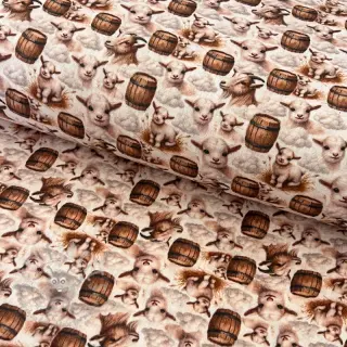 Dubbelgaas/mousseline Little farm animals design D digital print