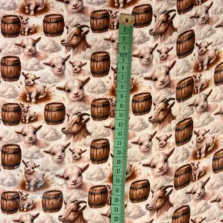 Dubbelgaas/mousseline Little farm animals design D digital print