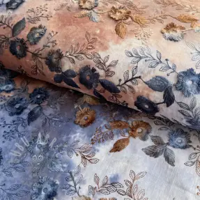 Katoenen stof TIE DYE EMBROIDERY Poppy design I