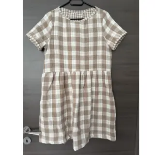 Dvojitá gázovina/mušelín Double sided CHECKS MINI sand