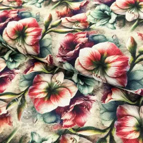 Viscose met linnen Azalea design A digital print