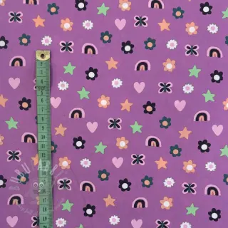 Katoenen stof Love mauve