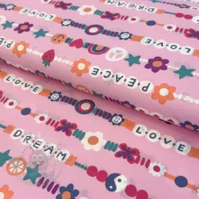 Katoenen stof Love dream pink