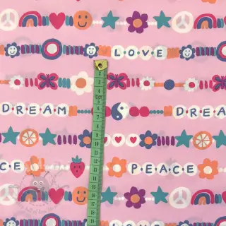 Katoenen stof Love dream pink
