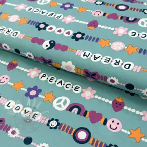 Katoenen stof Love dream light petrol