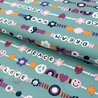 Katoenen stof Love dream light petrol
