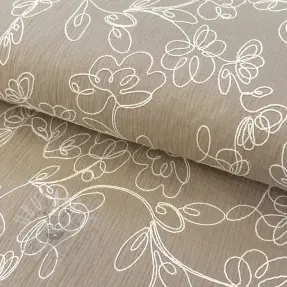 Dubbelgaas/mousseline EMBROIDERY Climbing flowers beige