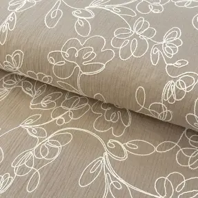 Dvojitá gázovina/mušelín EMBROIDERY Climbing flowers beige