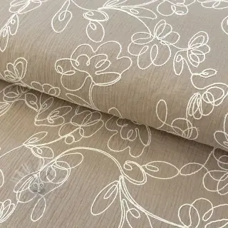 Dubbelgaas/mousseline EMBROIDERY Climbing flowers beige