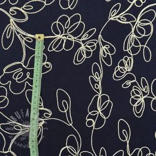 Dubbelgaas/mousseline EMBROIDERY Climbing flowers navy