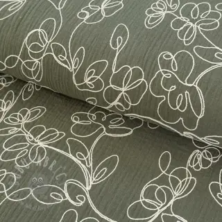 Dubbelgaas/mousseline EMBROIDERY Climbing flowers pickle