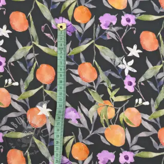 Viscose SATIN Leaves and oranges digital print