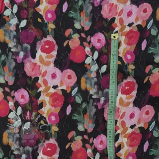 Viscose SATIN Night flowers black digital print