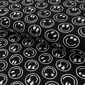Úplet Happy faces black digital print