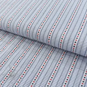 Katoenen stof JACQUARD Hearts light blue