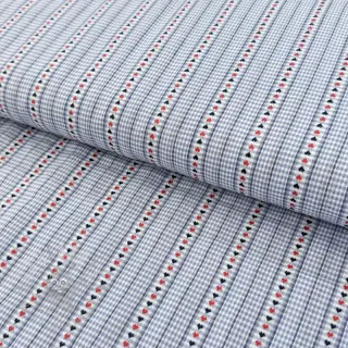 Katoenen stof JACQUARD Hearts light blue