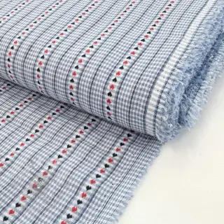 Katoenen stof JACQUARD Hearts light blue