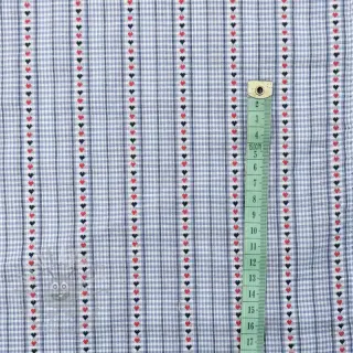 Katoenen stof JACQUARD Hearts light blue