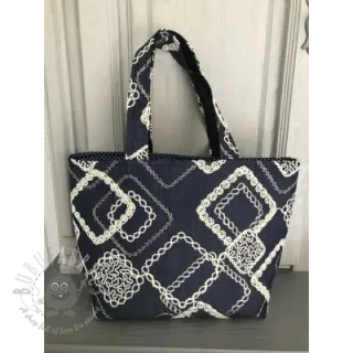 Katoenen stof JEANS EMBROIDERY Square dark blue