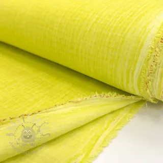 Dubbelgaas/mousseline Vintage neon yellow