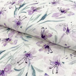Viscose met linnen Natural Lin Laurel purple digital print