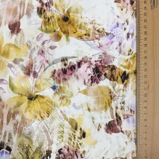 Katoenen stof SATIN Maui yellow digital print